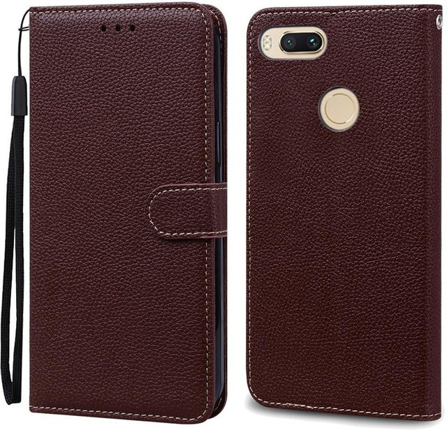 Leder-Brieftasche Flip-Hülle für Xiaomi Mi A1 und Mi 5X in Kaffeebraun - Bild 1