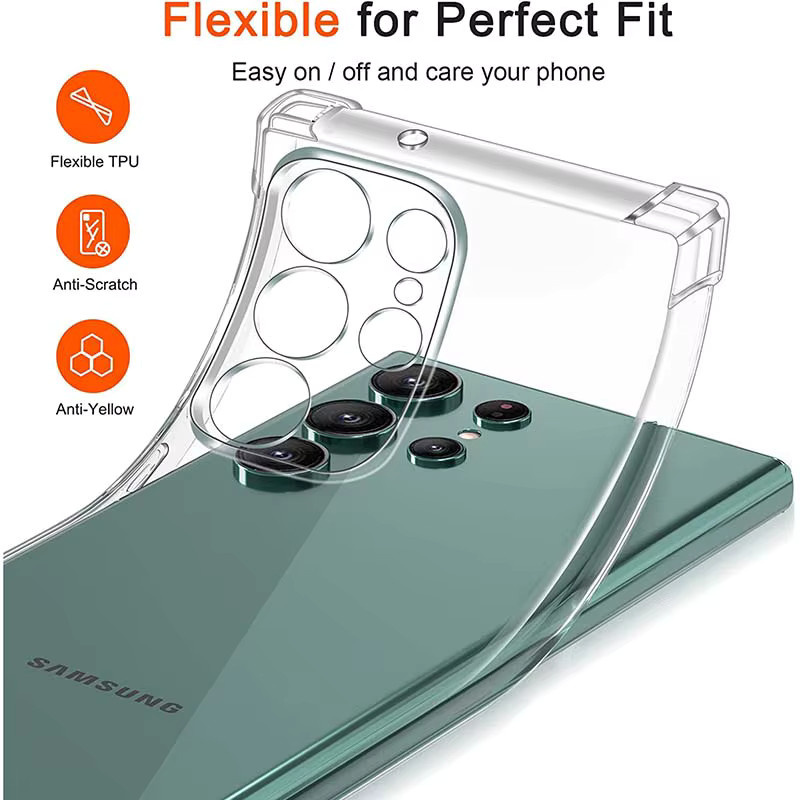 Stoßfeste Silikon Hülle für Samsung Galaxy S25 Ultra, S24, S23, S22, S21 und S25 Plus in Transparent - Bild 3