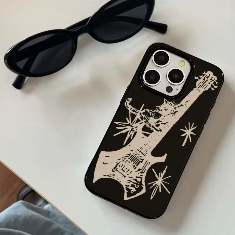LTAO Stoßfeste iPhone Schutzhülle mit Koreanischem Gitarren-Design in Schwarz - Bild 5