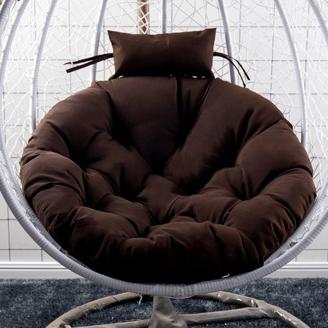 Rundes Papasan-Stuhlkissen in Schwarz für Erwachsene mit abnehmbarem Bezug aus Polyester und Baumwolle - Bild 1