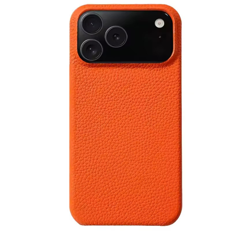 Luxuriöse Handyhülle aus simuliertem Rindsleder für Apple iPhone 17 Pro Max und iPhone 17 Air in Orange - Bild 2