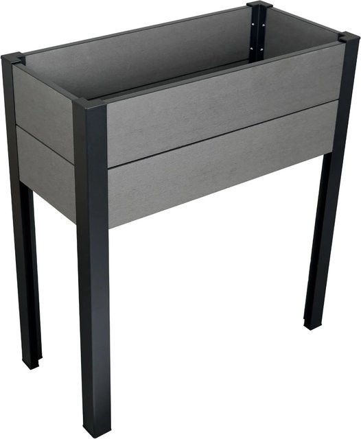 WPC Balkonhochbeet mit Alu-Pfosten in Grau-Schwarz, B/T/H: 80 x 88 x 35 cm - Bild 1