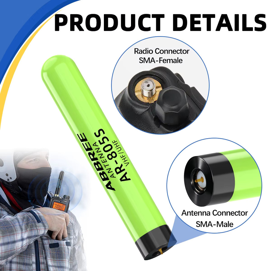ABBREEE AR-805S SMA-Male Walkie-Talkie-Antenne in Schwarz für YAESU Vertex VX-3R VX-6R 7R FT-4XR Baofeng UV-3R und Wouxun TYT Zwei-Wege-Funkgeräte - Bild 4