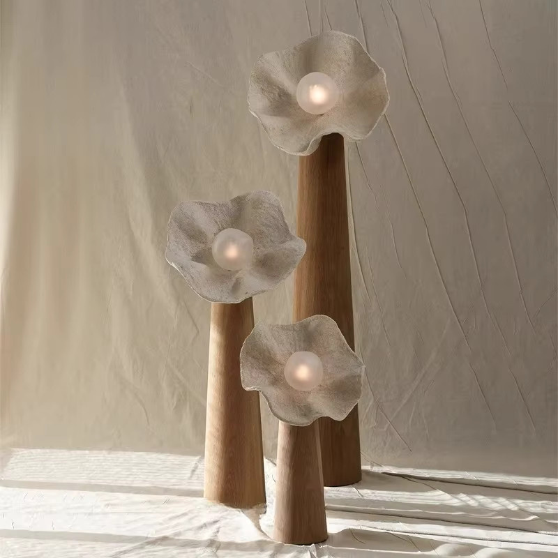 JINYU Wabi Sabi Stehlampe aus Massivholz in Weiß für Wohnzimmer, Schlafzimmer und Arbeitszimmer - Bild 2