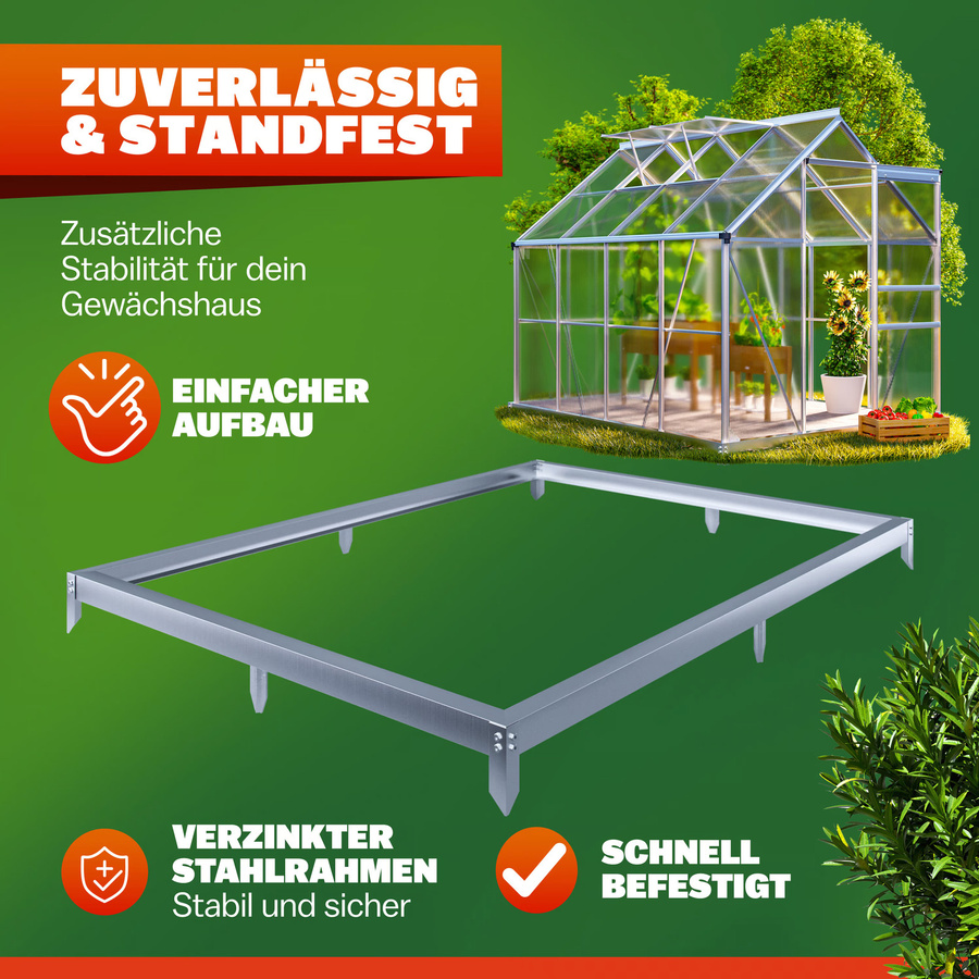 Stahlfundament für Gewächshaus von GARDEBRUK, verzinkt, Farbe: Silber, B/T/H: 250 x 190 x 12 cm - Bild 2