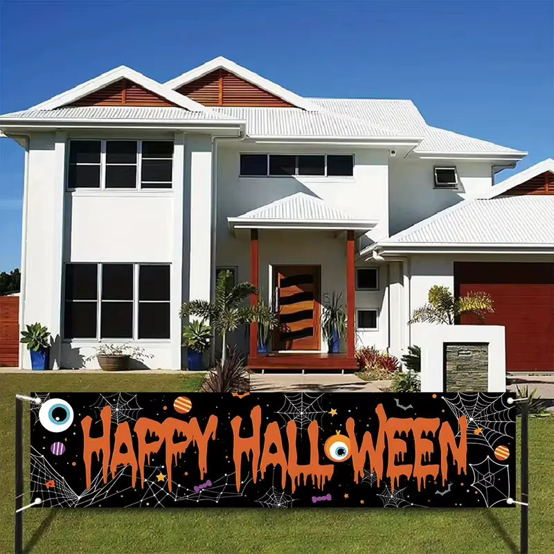 VIKAMA Halloween-Banner in Schwarz und Multicolour, dekoratives Hängebanner für Außenbereich und Innenhöfe, B/H: 200 x 40 cm - Bild 4