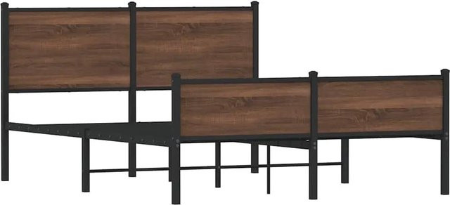 vidaXL Metallbett in Eiche Braun ohne Matratze B/T/H: 137 x 190 x 91,5 cm - Bild 1