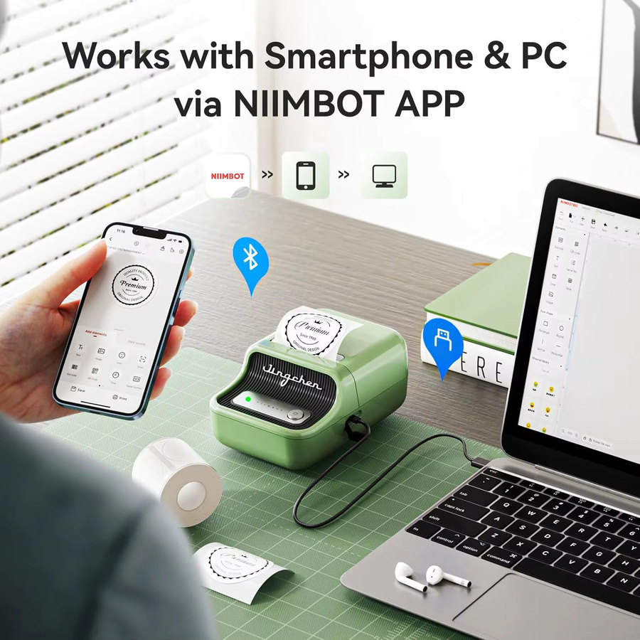Niimbot B21 PRO Thermoetikettendrucker mit Bluetooth für Heim, Büro und Geschäft, 300dpi, mobil und drahtlos, Druckbreite: 20-50 mm - Bild 2