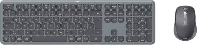 Hama Multi-Device Tastatur-Maus-Set WKM-550 kabellos mit Bluetooth und USB-A in Schwarz und Grau mit QWERTZ DE Layout - Bild 1