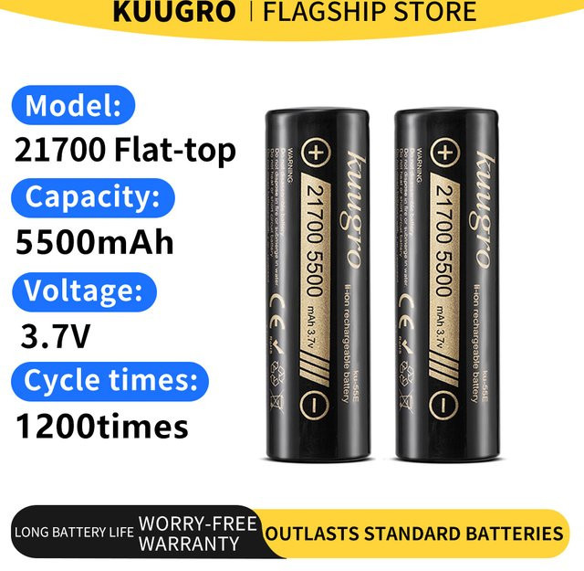 kuugro 21700 Hochleistungs-Akku 5500 mAh 3,7 V Schwarz - Bild 1