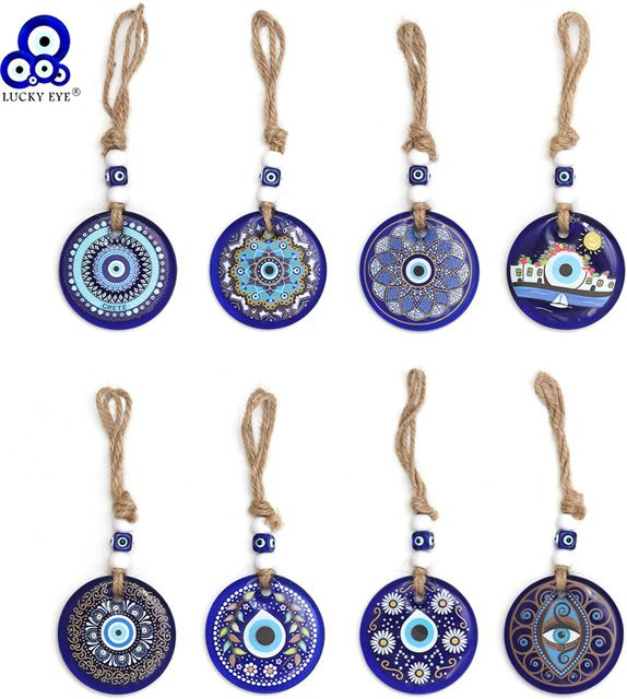 Schlüsselanhänger Lucky Eye, Glas, Buntes Muster, Unisex - Bild 1