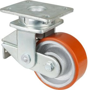 BS Gefederte Schwerlastrolle T100.C10.125 mit Schraubbefestigung in Orange - Bild 1