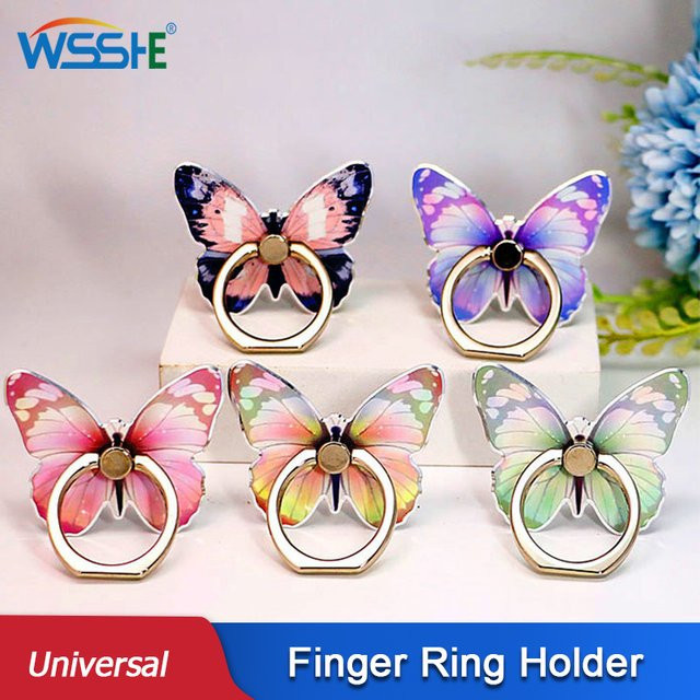 WSSHE Schmetterling Telefon Finger Ring Halter mit Magnetfunktion in Lila - Bild 1