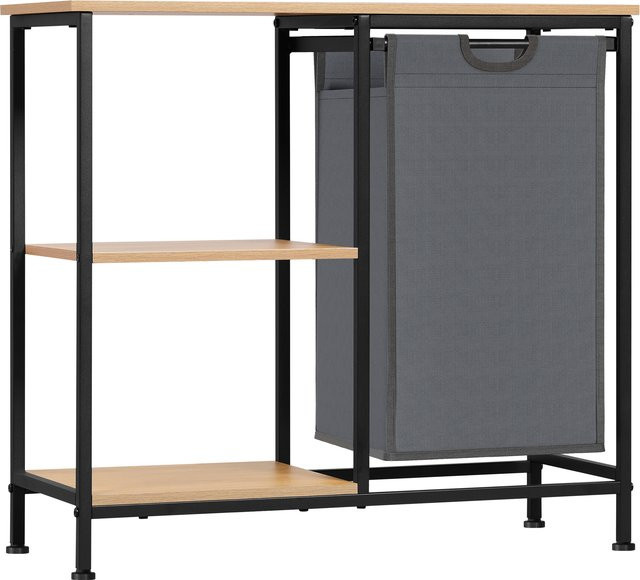 Eugad Wäschekorb Badezimmerregal mit ausziehbarem und abnehmbarem Wäschesack 31L in Schwarz oder Braun, B/T/H: 65 x 70 x 42 cm - Bild 1