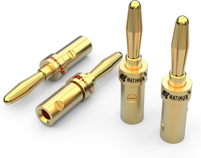 Matihur Audio Hifi Bananenstecker 4mm aus 24K vergoldetem Kupfer für Lautsprecherkabel, 20 Stück, Gold - Bild 1