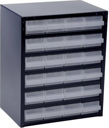 Raaco Kleinteilemagazin aus galvanisiertem Stahl mit 24 Schubladen, Blau/Transparent, B: 35,7 cm, T: 25,5 cm, H: 43,5 cm - Bild 1