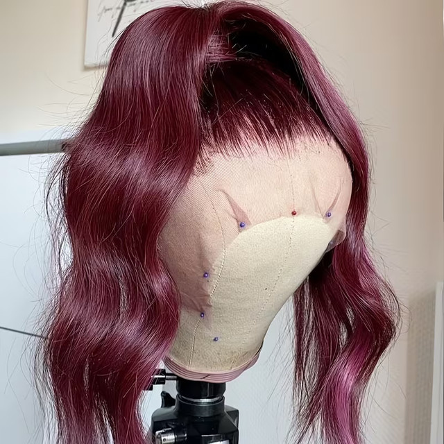 UVEOUS HD Lace Frontal Perücke, Body Wave, Burgunderrot, Damen - Bild 1