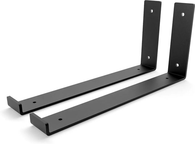 HEVVA Regalhalterung RIEDBERG 2er Set Schwarz aus Metall pulverbeschichtet Tiefe: 30 cm - Bild 1