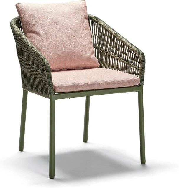 Stern Stapelsessel Jella Aluminium in Oliv mit Kordel und Kissenset aus 100% Polyacryl in Lychee - Bild 1