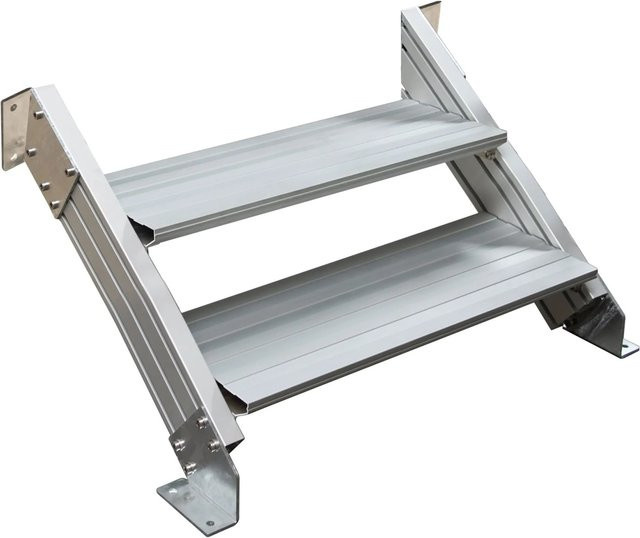 Treba Außentreppe Alaska 3 aus Aluminium in Silber mit 2 Profilstufen, Breite: 80 cm, Tiefe: 28 cm - Bild 1