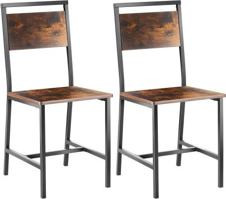 VEVOR Esszimmerstuhl Set (2 Stück) im Landhausstil aus Holz und Metall mit Lederbezug, Farbe: Braun und Schwarz - Bild 1