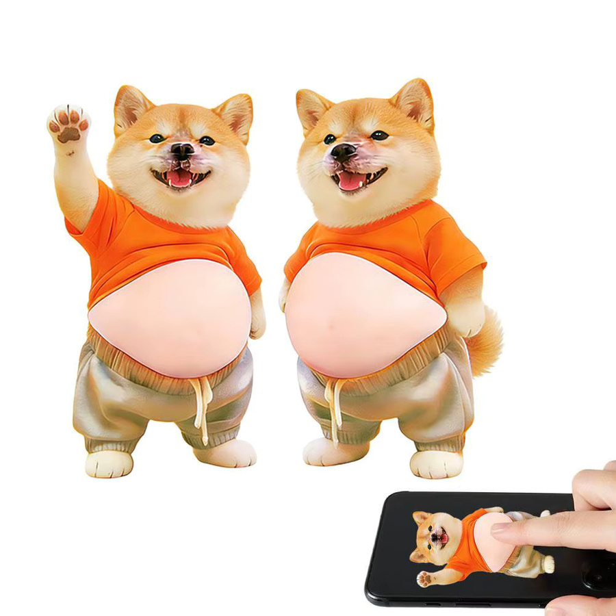 2 Stück 3D Shiba Inu Bauch-Aufkleber aus weichem Silikon in Orange für Tagebuch und Schreibwaren - Bild 3