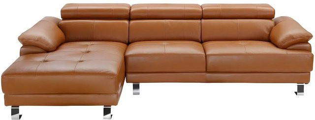 Vente-unique Sofa Excelsiora in Kamelbraun aus Leder, L-Form, Breite: 265 cm - Bild 1