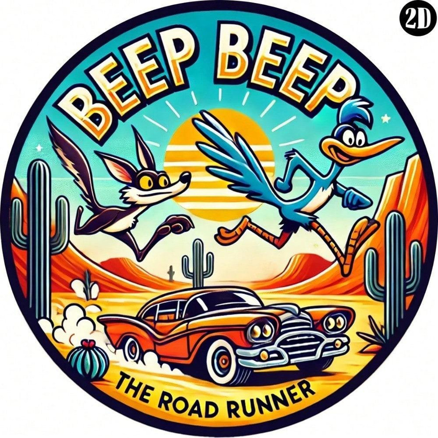 Vintage Blechschild Wile E. Coyote und Road Runner in bunt im amerikanischen Stil von CIFkauf - Bild 3