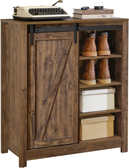 SoBuy Sideboard Kommode FSB59-N in Dunkelbraun mit Schiebetüren und Regalfächern - Bild 1