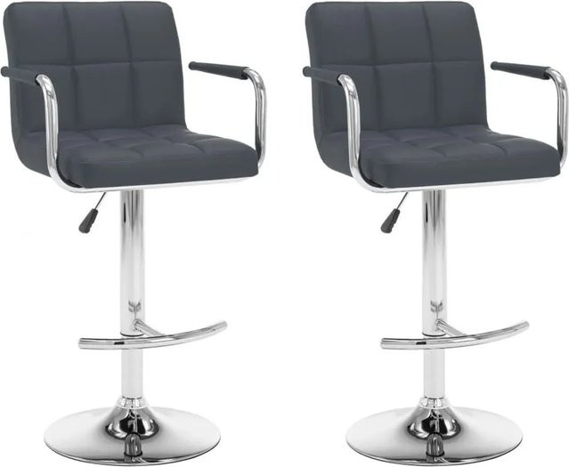 Set aus 2 vidaXL Barhockern in Grau aus Kunstleder und Stahl im modernen Design - Bild 1