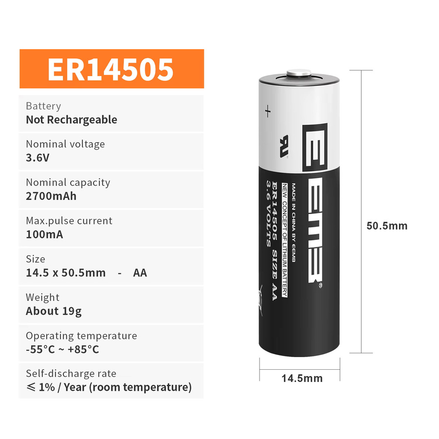 50 Stück EEMB ER14505 Lithium-Batterien AA-Größe, 3,6V, 2700mAh, nicht wiederaufladbar - Bild 2