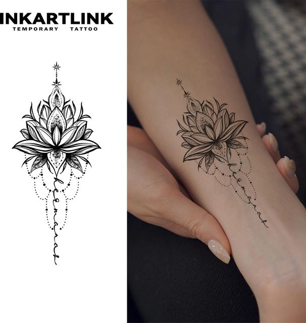 Temporärer Lotus-Tattoo-Aufkleber, wasserfest, semi-permanent - Bild 1