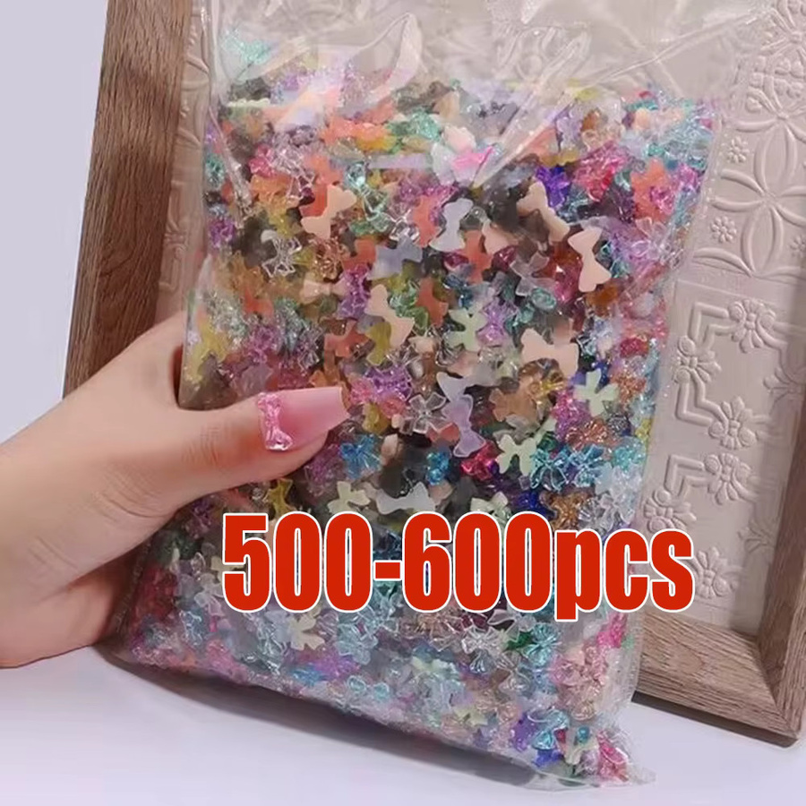 HotPress Nail Art Charms, 600/500/100 Stück, Mix Farben, 3D Acryl Bogen und Blumen - Bild 2
