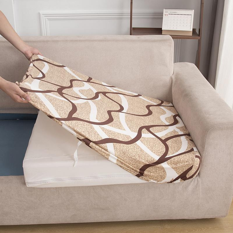 BRHUIXUE Sofa-Sitzkissenbezug mit Blumendruck in Bunt, elastischer Ecksofa-Schonbezug aus Polyester, Größe S - Bild 2