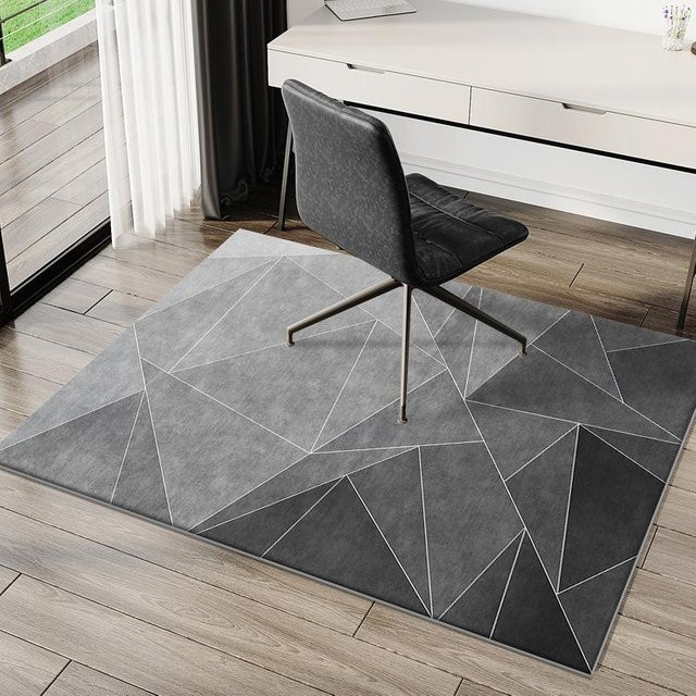 Lodestar Geometrischer Teppich aus Kristall-Samt in Grau, Rutschfeste Matte für Büro und Schlafzimmer, B/T: 60 x 40 cm - Bild 1