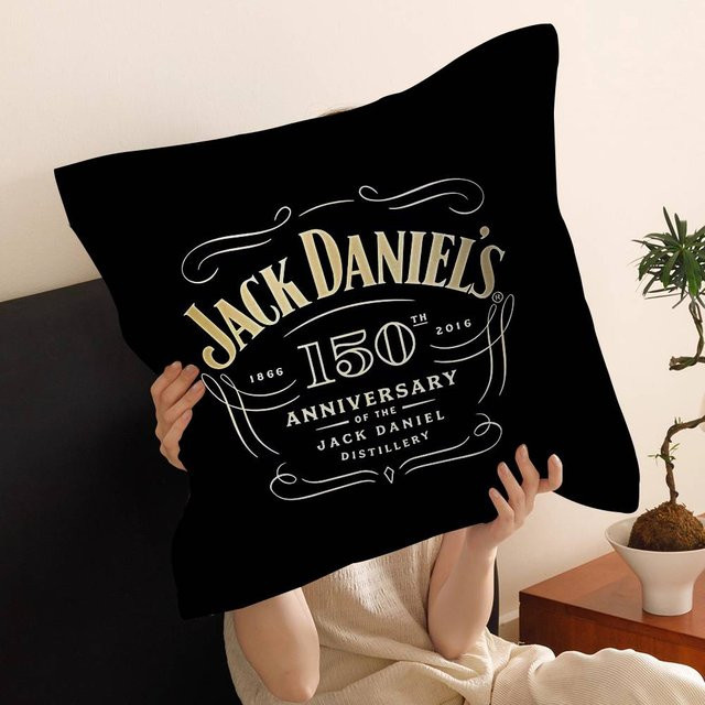 Jack Daniels Logo Kissenbezug von JMG Clothing in Schwarz, B/H: 40 x 40 cm - Bild 1