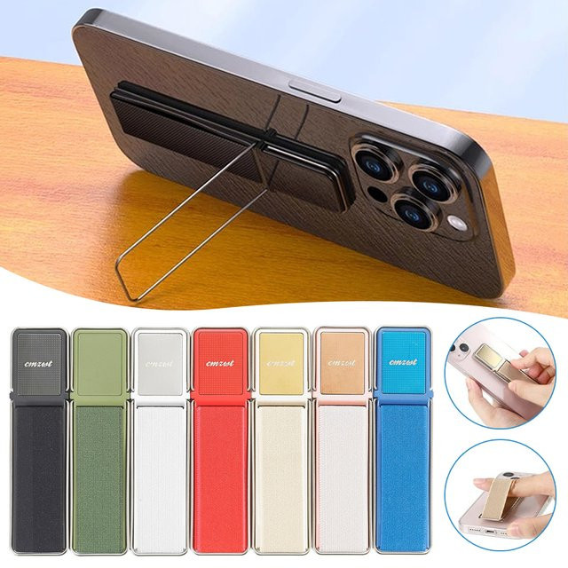 Aihogard Universal Handy Ringhalter mit faltbarem Standfuß und selbstklebender Befestigung in Schwarz - Bild 1