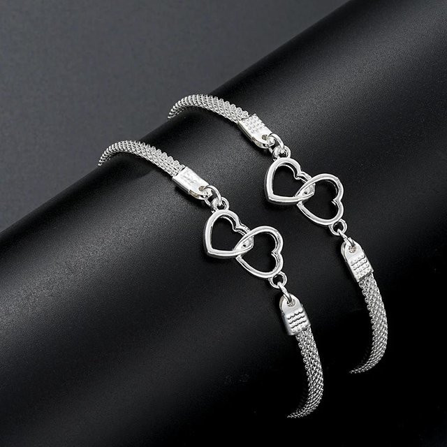 Armband Set Liebesherz, Edelstahl, Silber, Unisex - Bild 1