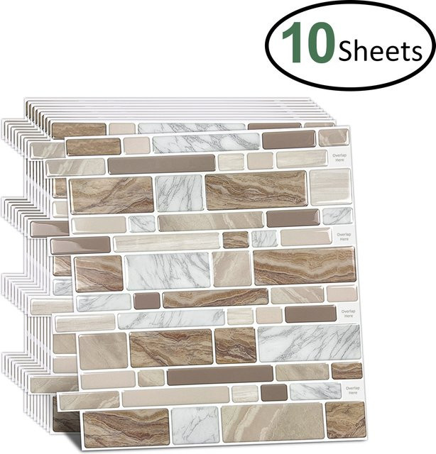 Vividtiles 10er Set 3D Vinyl Wandaufkleber in Multicolour für moderne Wandgestaltung und Fliesen - Bild 1