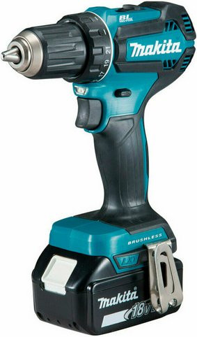 Makita Akku-Bohrschrauber-Set DDF485RFJ 18V mit 2 Akkus und Ladegerät im MAKPAC, Schwarz-Blau-Petrol - Bild 1