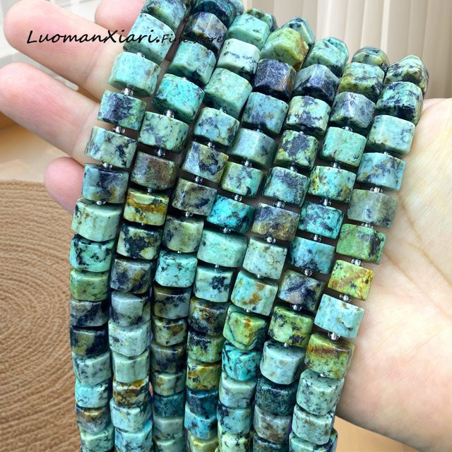 LUOMAN XIARI Rohsteinperlen Afrikanischer Türkis, 8x11mm, Unisex - Bild 1