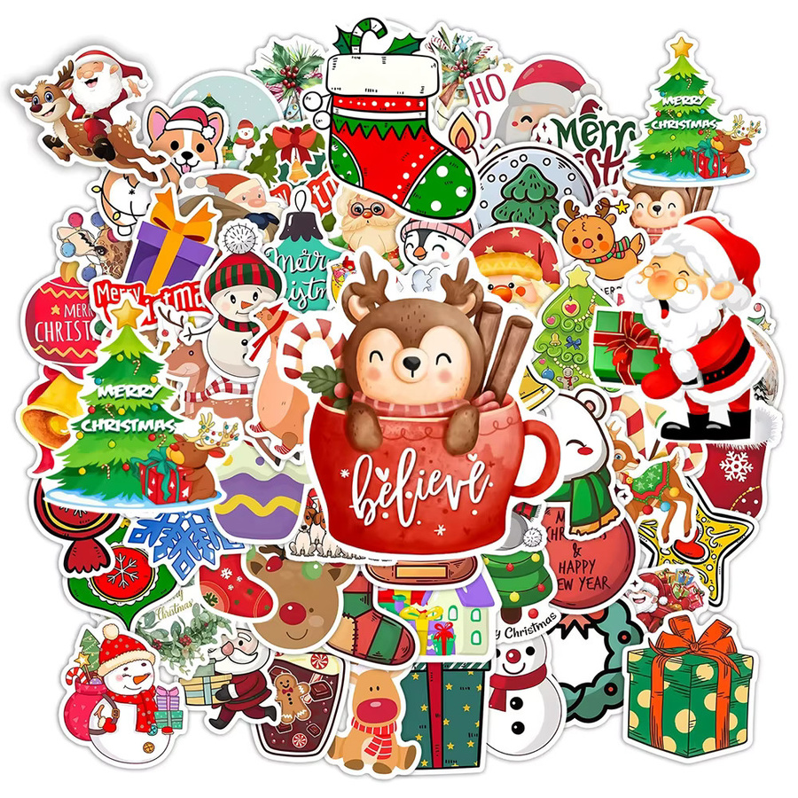 Rspctou Weihnachten Ästhetische Cartoon Aufkleber, Bunt, Kinder - Bild 2