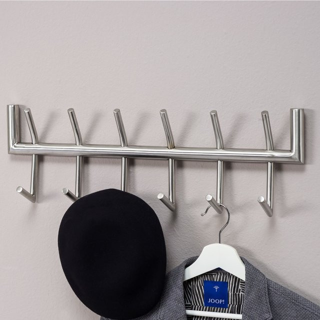 KADIMA DESIGN Wandgarderobe aus Stahl in Silber, poliert, mit 12 Haken, B/T/H: 60 x 19 x 10 cm - Bild 1