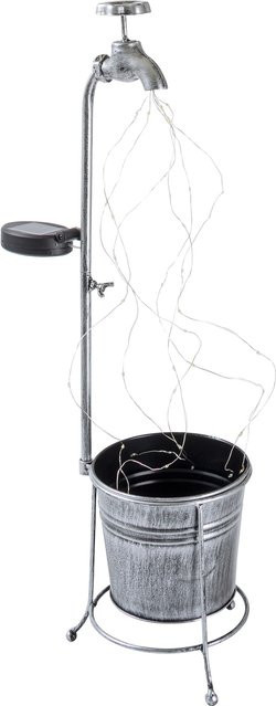 LED-Solar-Blumentopf Wasserhahn von viva domo in Silber mit warmweißem Licht - Bild 1