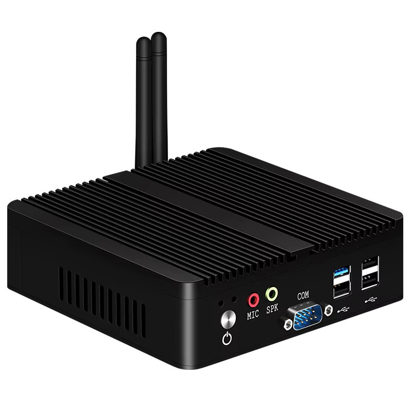 BEBEPC Industrieller Mini-PC mit Intel Celeron Prozessor, WiFi, Windows 10, Schwarz, 1x HDMI, 1x VGA, 1x USB 3.0 und 3x USB 2.0 - Bild 1