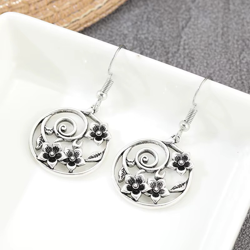 YoYo Blumen-Hohlohrringe, Silber, Damen, Vintage - Bild 5