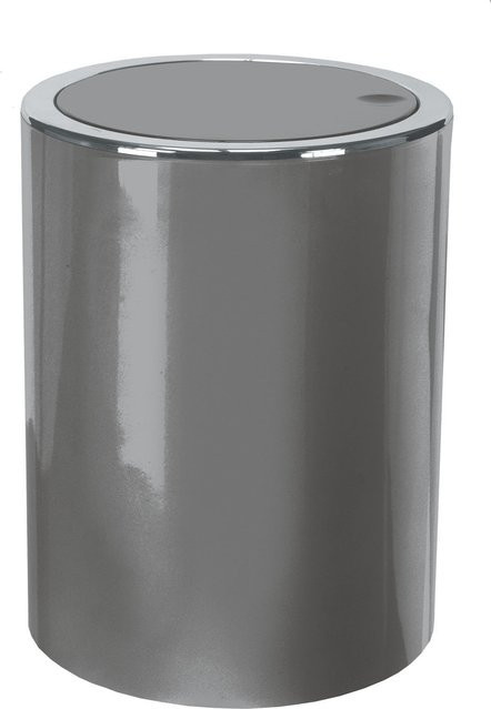 Kosmetikeimer CLAP in Grau und Silber mit Schwenkdeckel aus Kunststoff, B/T/H: 19,0 x 19,0 x 24,5 cm - Bild 1