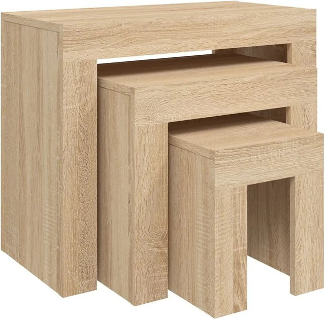 vidaXL Satztische 3-teilig aus Holzwerkstoff in Sonoma-Eiche, Farbe Beige/Braun - Bild 1
