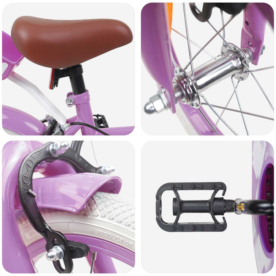 VD Home Furnishing Kinderfahrrad 16 Zoll Lila für Alter 4-6 - Bild 2
