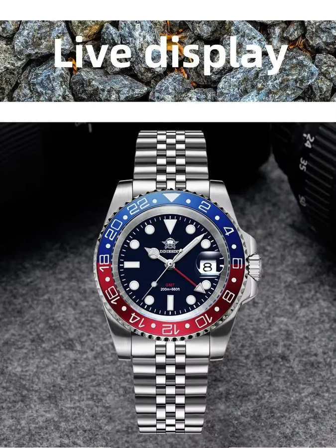 ADDIESDIVE GMT-Uhr, Quarz, Edelstahl, 20 ATM, Herren - Bild 4